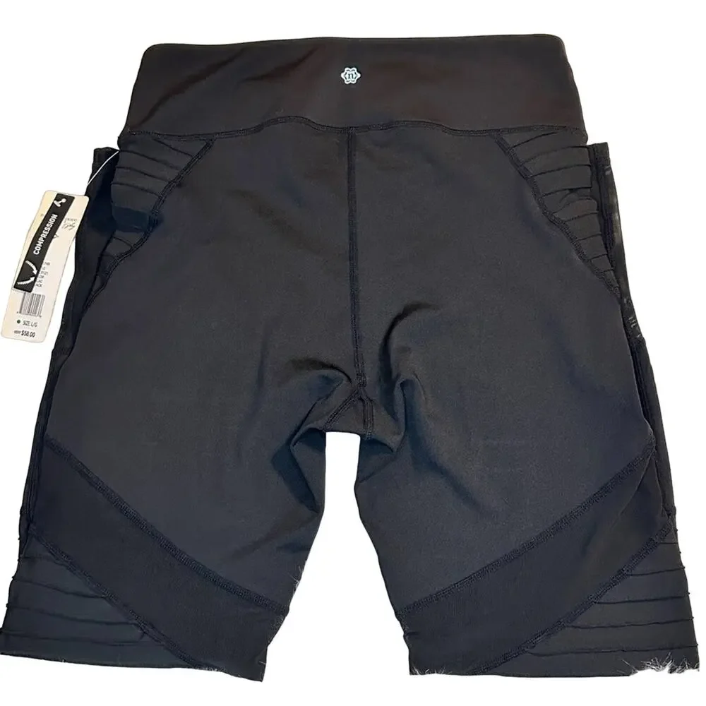 Nanette Lepore‎ Women's Leggings Large Black Play High Rise Mesh Compression